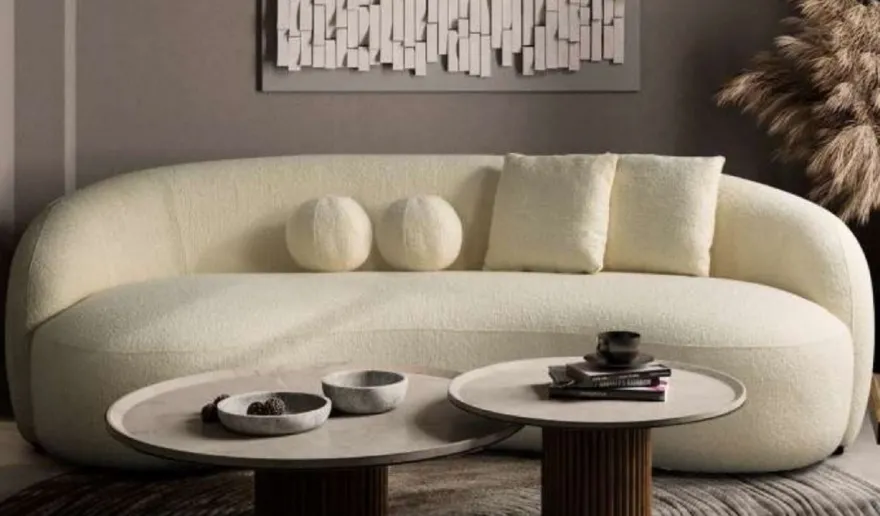 Casa Padrino Luxus Sofa Elfenbein 250 x 120 x H. 76 cm - Gebogenes Wohnzimmer Sofa - Hotel Sofa - Wohnzimmer Möbel - Hotel Möbel - Luxus Möbel - Luxus Einrichtung - Wohnzimmer Einrichtung