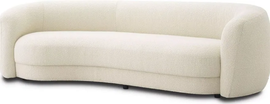 Casa Padrino Luxus Sofa Elfenbein / Schwarz 232 x 95 x H. 70 cm - Gebogenes Wohnzimmer Sofa - Wohnzimmer Möbel - Luxus Möbel - Wohnzimmer Einrichtung - Luxus Einrichtung - Luxus Qualität