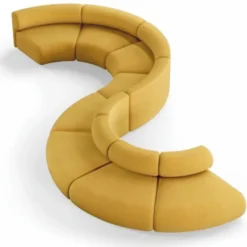 Casa Padrino Luxus Sofa Gelb 590 cm - Gebogenes Modulares 8 Teiliges Sofa - Hotel Möbel