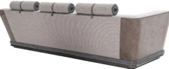 Casa Padrino Luxus Sofa Grau / Blau / Gold 280 x 98 x H. 85 cm - Wohnzimmer Sofa - Hotel Sofa - Wohnzimmer Möbel - Wohnzimmer Einrichtung - Hotel Möbel - Luxus Möbel - Luxus Einrichtung