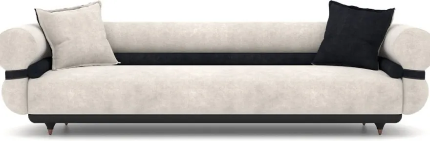 Casa Padrino Luxus Sofa Grau / Blau / Schwarz / Kupfer 260 x 88 x H. 65 cm - Wohnzimmer Sofa - Hotel Sofa - Wohnzimmer Möbel - Hotel Möbel - Luxus Möbel - Luxus Einrichtung