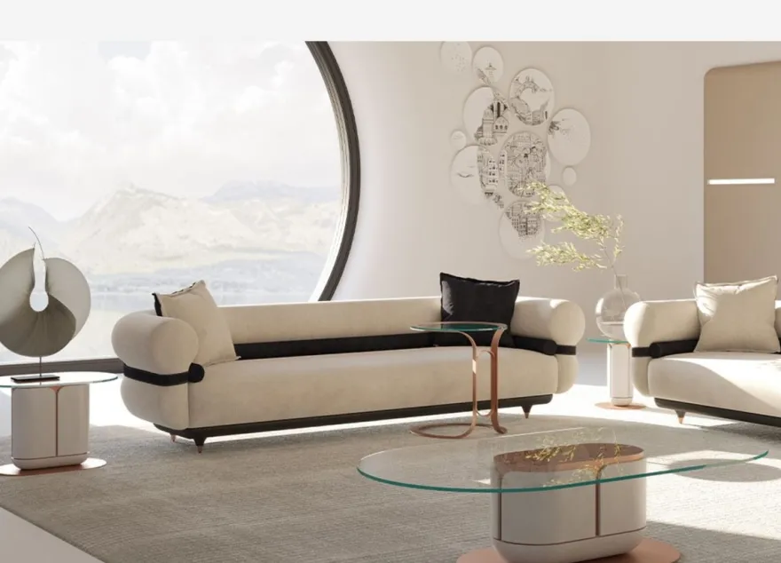 Casa Padrino Luxus Sofa Grau / Blau / Schwarz / Kupfer 260 x 88 x H. 65 cm - Wohnzimmer Sofa - Hotel Sofa - Wohnzimmer Möbel - Hotel Möbel - Luxus Möbel - Luxus Einrichtung