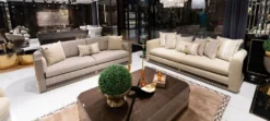 Casa Padrino Luxus Sofa Grau / Braun / Gold - Wohnzimmer Sofa - Hotel Sofa - Wohnzimmer Möbel - Hotel Möbel - Luxus Möbel