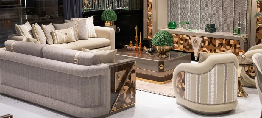 Casa Padrino Luxus Sofa Grau / Braun / Gold - Wohnzimmer Sofa - Hotel Sofa - Wohnzimmer Möbel - Hotel Möbel - Luxus Möbel