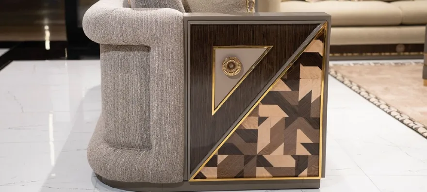 Casa Padrino Luxus Sofa Grau / Braun / Gold - Wohnzimmer Sofa - Hotel Sofa - Wohnzimmer Möbel - Hotel Möbel - Luxus Möbel