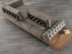 Casa Padrino Luxus Sofa Grau / Braun / Kupfer 270 x 100 x H. 65 cm - Wohnzimmer Sofa mit verstellbaren Rückenlehnen - Wohnzimmer Möbel - Hotel Möbel - Luxus Möbel