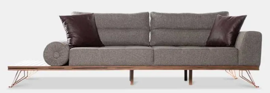 Casa Padrino Luxus Sofa Grau / Braun / Kupfer 270 x 100 x H. 65 cm - Wohnzimmer Sofa mit verstellbaren Rückenlehnen - Wohnzimmer Möbel - Hotel Möbel - Luxus Möbel