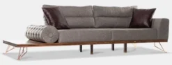 Casa Padrino Luxus Sofa Grau / Braun / Kupfer 270 x 100 x H. 65 cm - Wohnzimmer Sofa mit verstellbaren Rückenlehnen - Wohnzimmer Möbel - Hotel Möbel - Luxus Möbel