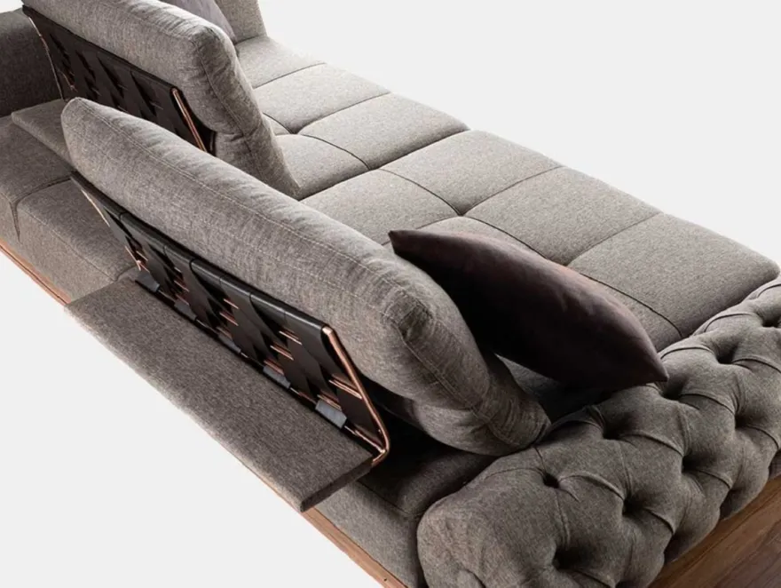 Casa Padrino Luxus Sofa Grau / Braun / Kupfer 270 x 100 x H. 65 cm - Wohnzimmer Sofa mit verstellbaren Rückenlehnen - Wohnzimmer Möbel - Hotel Möbel - Luxus Möbel