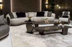 Casa Padrino Luxus Sofa Grau / Dunkelbraun / Bronze 370 x 103 x H. 76 cm - Wohnzimmer Sofa - Hotel Sofa - Wohnzimmer Möbel - Hotel Möbel - Luxus Möbel - Luxus Kollektion