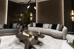 Casa Padrino Luxus Sofa Grau / Dunkelbraun / Bronze 370 x 103 x H. 76 cm - Wohnzimmer Sofa - Hotel Sofa - Wohnzimmer Möbel - Hotel Möbel - Luxus Möbel - Luxus Kollektion