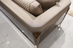 Casa Padrino Luxus Sofa Grau / Dunkelbraun / Kupfer - Wohnzimmer Sofa - Hotel Sofa - Wohnzimmer Möbel - Hotel Möbel - Luxus Möbel - Wohnzimmer Einrichtung - Luxus Einrichtung - Luxus Qualität