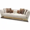Casa Padrino Luxus Sofa Grau / Gold 263 cm - Wohnzimmer & Hotel Möbel