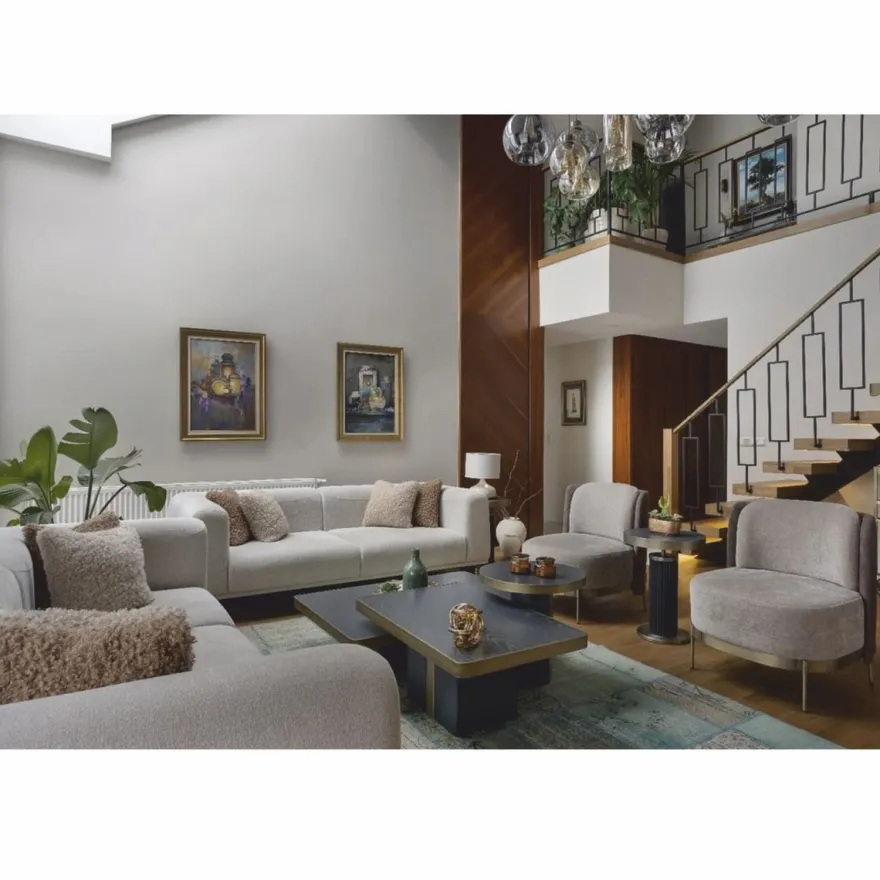 Casa Padrino Luxus Sofa Grau / Messing 240 cm - Wohnzimmer & Hotel Interior