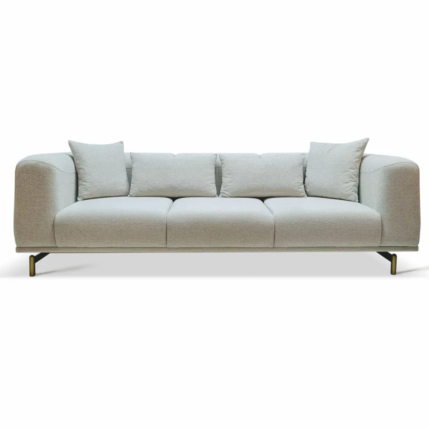 Casa Padrino Luxus Sofa Grau / Messing 240 cm - Wohnzimmer & Hotel Interior