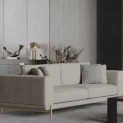 Casa Padrino Luxus Sofa Grau / Messing 260 cm - Wohnzimmer & Hotel Möbel