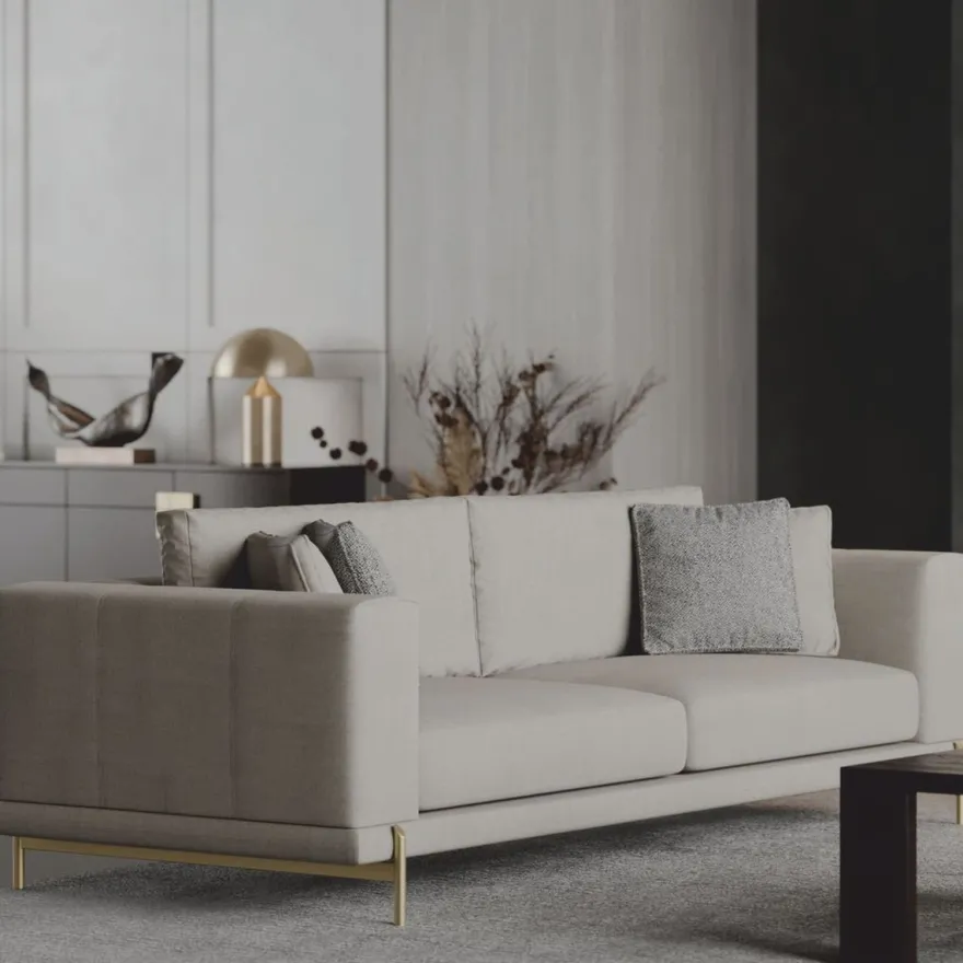 Casa Padrino Luxus Sofa Grau / Messing 260 cm - Wohnzimmer & Hotel Möbel