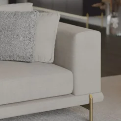 Casa Padrino Luxus Sofa Grau / Messing 260 cm - Wohnzimmer & Hotel Möbel