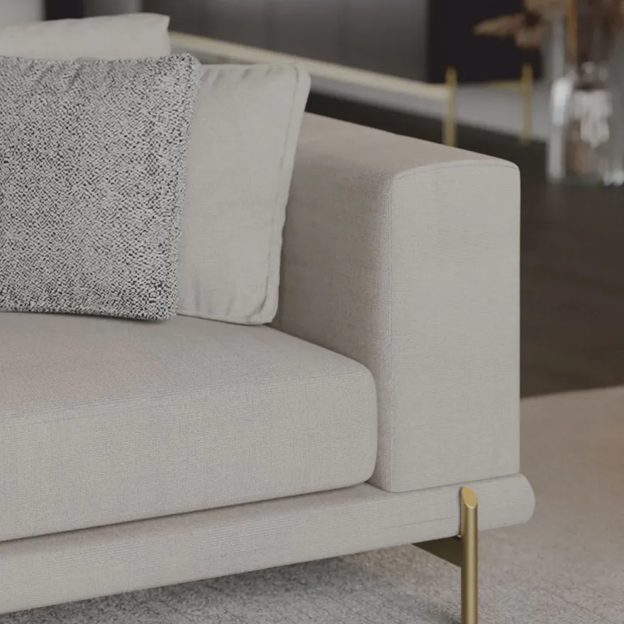 Casa Padrino Luxus Sofa Grau / Messing 260 cm - Wohnzimmer & Hotel Möbel
