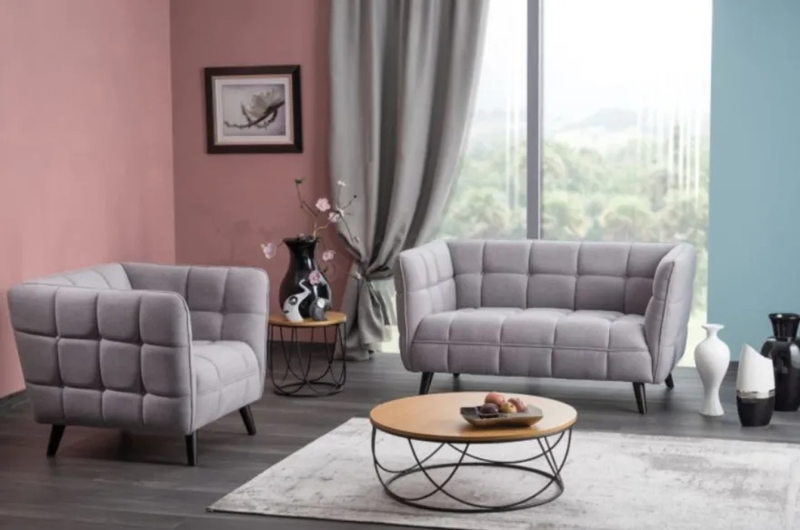 Casa Padrino Luxus Sofa Grau / Schwarz 142 x 85 x H. 78 cm - Wohnzimmer Couch - Luxus Möbel