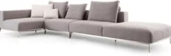 Casa Padrino Luxus Sofa Grau / Silber 400 x 178 x H. 56 cm - Verstellbares Wohnzimmer Ecksofa - Luxus Wohnzimmer Möbel