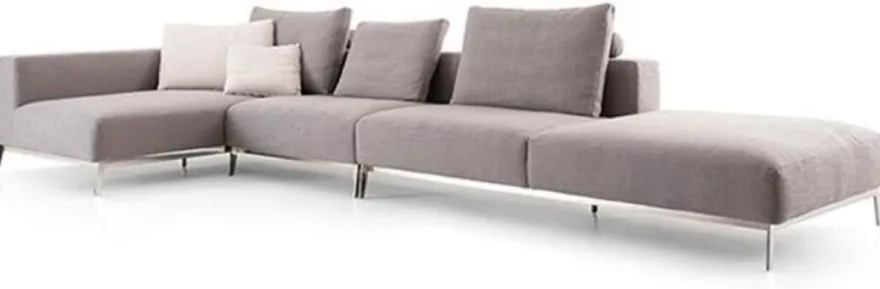 Casa Padrino Luxus Sofa Grau / Silber 400 x 178 x H. 56 cm - Verstellbares Wohnzimmer Ecksofa - Luxus Wohnzimmer Möbel