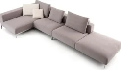 Casa Padrino Luxus Sofa Grau / Silber 400 x 178 x H. 56 cm - Verstellbares Wohnzimmer Ecksofa - Luxus Wohnzimmer Möbel