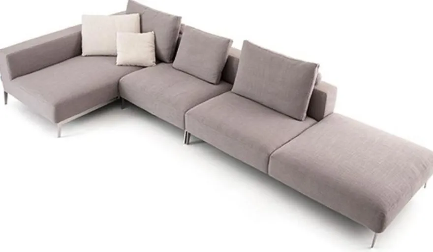 Casa Padrino Luxus Sofa Grau / Silber 400 x 178 x H. 56 cm - Verstellbares Wohnzimmer Ecksofa - Luxus Wohnzimmer Möbel