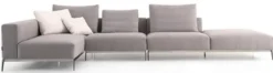 Casa Padrino Luxus Sofa Grau / Silber 400 x 178 x H. 56 cm - Verstellbares Wohnzimmer Ecksofa - Luxus Wohnzimmer Möbel