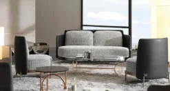 Casa Padrino Luxus Sofa Grau / Schwarz / Messing 163 cm - Wohnzimmer & Hotel Möbel
