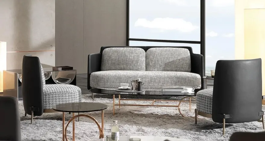 Casa Padrino Luxus Sofa Grau / Schwarz / Messing 163 cm - Wohnzimmer & Hotel Möbel