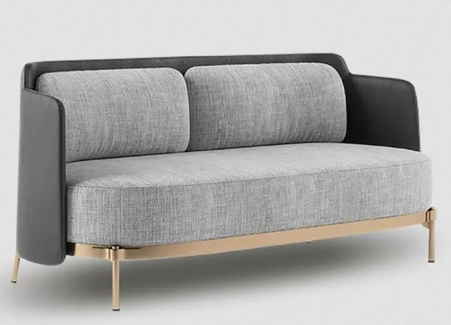 Casa Padrino Luxus Sofa Grau / Schwarz / Messing 163 cm - Wohnzimmer & Hotel Möbel