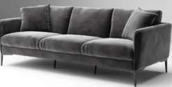 Casa Padrino Luxus Sofa Grau / Schwarz 240 x 98 x H. 60 cm - Wohnzimmer Sofa mit edlem Samtstoff - Luxus Wohnzimmer Möbel