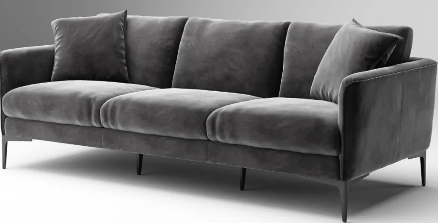 Casa Padrino Luxus Sofa Grau / Schwarz 240 x 98 x H. 60 cm - Wohnzimmer Sofa mit edlem Samtstoff - Luxus Wohnzimmer Möbel