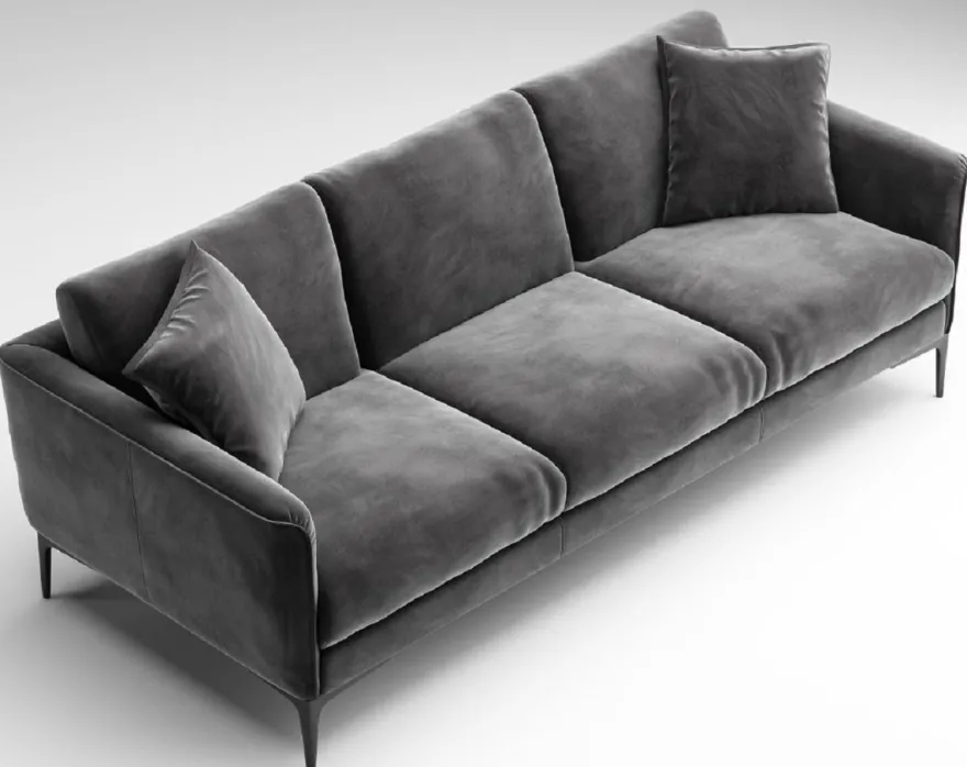 Casa Padrino Luxus Sofa Grau / Schwarz 240 x 98 x H. 60 cm - Wohnzimmer Sofa mit edlem Samtstoff - Luxus Wohnzimmer Möbel