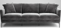 Casa Padrino Luxus Sofa Grau / Schwarz 240 x 98 x H. 60 cm - Wohnzimmer Sofa mit edlem Samtstoff - Luxus Wohnzimmer Möbel