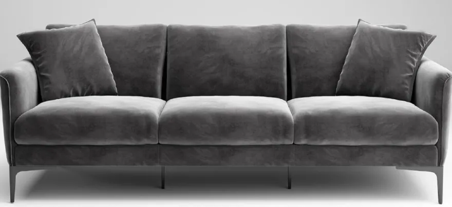 Casa Padrino Luxus Sofa Grau / Schwarz 240 x 98 x H. 60 cm - Wohnzimmer Sofa mit edlem Samtstoff - Luxus Wohnzimmer Möbel