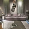 Casa Padrino Luxus Sofa Grau / Silber 270 x 94 x H. 76 cm - Wohnzimmer Sofa - Hotel Sofa - Wohnzimmer Möbel - Wohnzimmer Einrichtung - Hotel Möbel - Luxus Möbel - Luxus Einrichtung