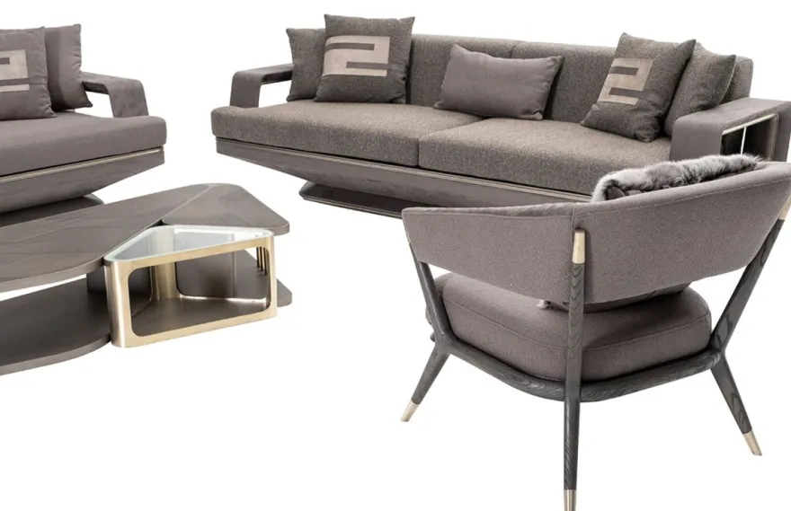 Casa Padrino Luxus Sofa Grau / Silber 270 x 94 x H. 76 cm - Wohnzimmer Sofa - Hotel Sofa - Wohnzimmer Möbel - Wohnzimmer Einrichtung - Hotel Möbel - Luxus Möbel - Luxus Einrichtung