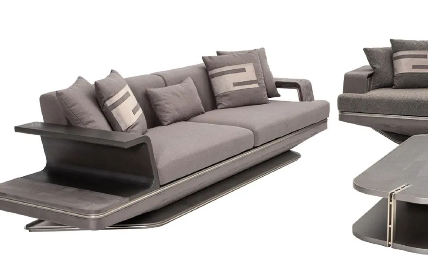 Casa Padrino Luxus Sofa Grau / Silber 290 x 94 x H. 76 cm - Wohnzimmer Sofa - Hotel Sofa - Wohnzimmer Möbel - Wohnzimmer Einrichtung - Hotel Möbel - Luxus Möbel - Luxus Einrichtung
