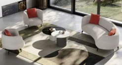 Casa Padrino Luxus Sofa Grau / Schwarz 240 x 102 x H. 70 cm - Gebogenes Wohnzimmer Sofa - Hotel Sofa - Wohnzimmer Möbel - Hotel Möbel - Luxus Möbel - Luxus Einrichtung - Wohnzimmer Einrichtung