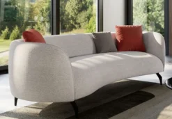 Casa Padrino Luxus Sofa Grau / Schwarz 240 x 102 x H. 70 cm - Gebogenes Wohnzimmer Sofa - Hotel Sofa - Wohnzimmer Möbel - Hotel Möbel - Luxus Möbel - Luxus Einrichtung - Wohnzimmer Einrichtung