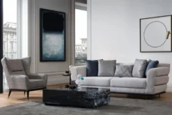 Casa Padrino Luxus Sofa Grau / Schwarz 230 x 102 x H. 88 cm - Wohnzimmer Sofa - Hotel Sofa - Wohnzimmer Möbel - Wohnzimmer Einrichtung - Hotel Möbel - Luxus Möbel - Luxus Einrichtung