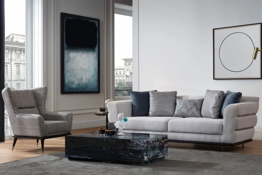 Casa Padrino Luxus Sofa Grau / Schwarz 230 x 102 x H. 88 cm - Wohnzimmer Sofa - Hotel Sofa - Wohnzimmer Möbel - Wohnzimmer Einrichtung - Hotel Möbel - Luxus Möbel - Luxus Einrichtung