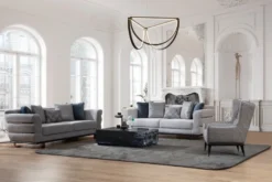 Casa Padrino Luxus Sofa Grau / Schwarz 230 x 102 x H. 88 cm - Wohnzimmer Sofa - Hotel Sofa - Wohnzimmer Möbel - Wohnzimmer Einrichtung - Hotel Möbel - Luxus Möbel - Luxus Einrichtung
