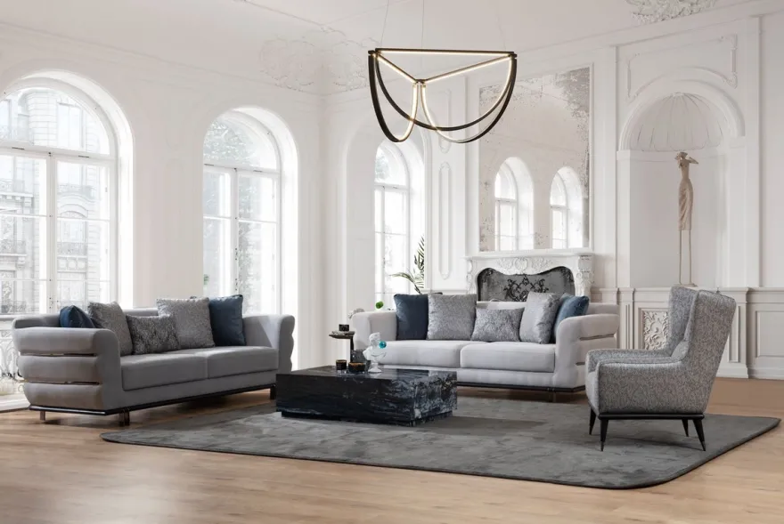 Casa Padrino Luxus Sofa Grau / Schwarz 230 x 102 x H. 88 cm - Wohnzimmer Sofa - Hotel Sofa - Wohnzimmer Möbel - Wohnzimmer Einrichtung - Hotel Möbel - Luxus Möbel - Luxus Einrichtung