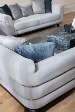 Casa Padrino Luxus Sofa Grau / Schwarz 230 x 102 x H. 88 cm - Wohnzimmer Sofa - Hotel Sofa - Wohnzimmer Möbel - Wohnzimmer Einrichtung - Hotel Möbel - Luxus Möbel - Luxus Einrichtung