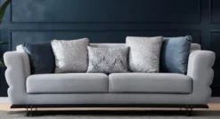 Casa Padrino Luxus Sofa Grau / Schwarz 230 x 102 x H. 88 cm - Wohnzimmer Sofa - Hotel Sofa - Wohnzimmer Möbel - Wohnzimmer Einrichtung - Hotel Möbel - Luxus Möbel - Luxus Einrichtung