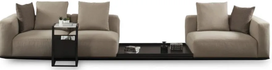 Casa Padrino Luxus Sofa Grau / Schwarz 400 x 100 x H. 67 cm - Wohnzimmer Sofa - Hotel Sofa - Wohnzimmer Möbel - Wohnzimmer Einrichtung - Hotel Möbel - Luxus Möbel - Luxus Einrichtung