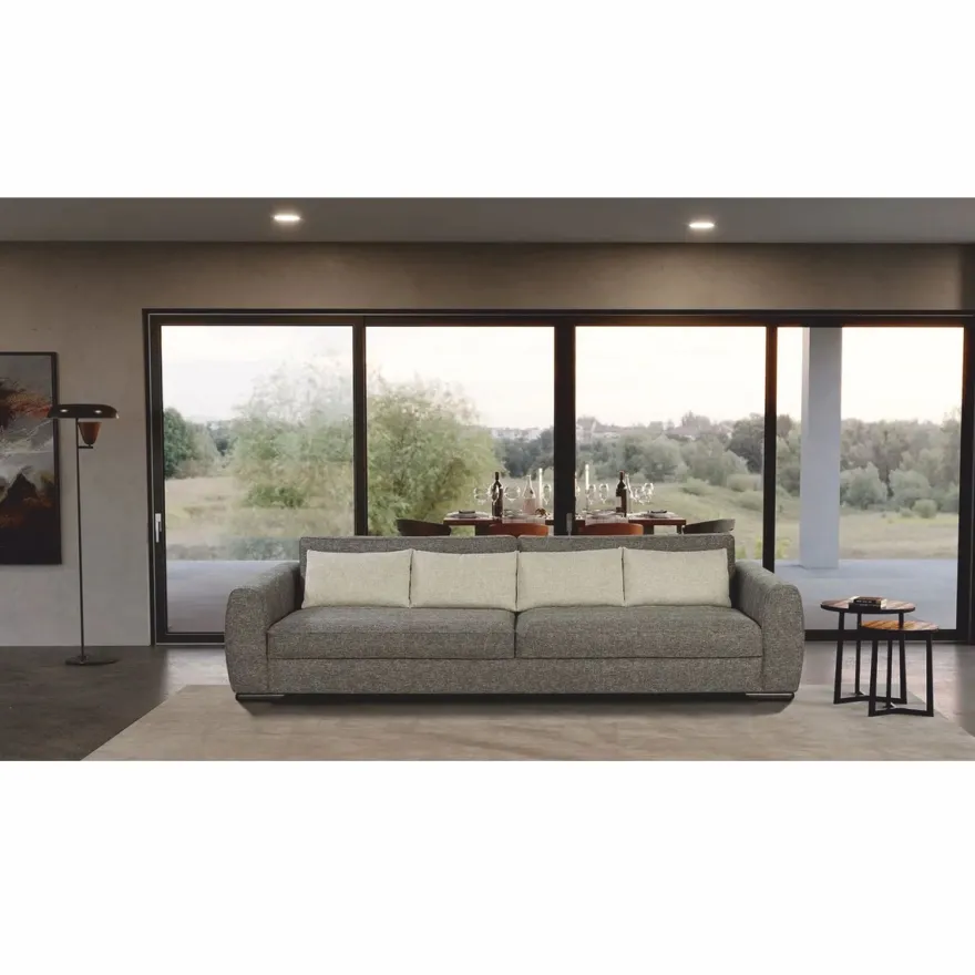 Casa Padrino Luxus Sofa Grau / Schwarz 337 cm - Luxus Wohnzimmer & Hotel Möbel